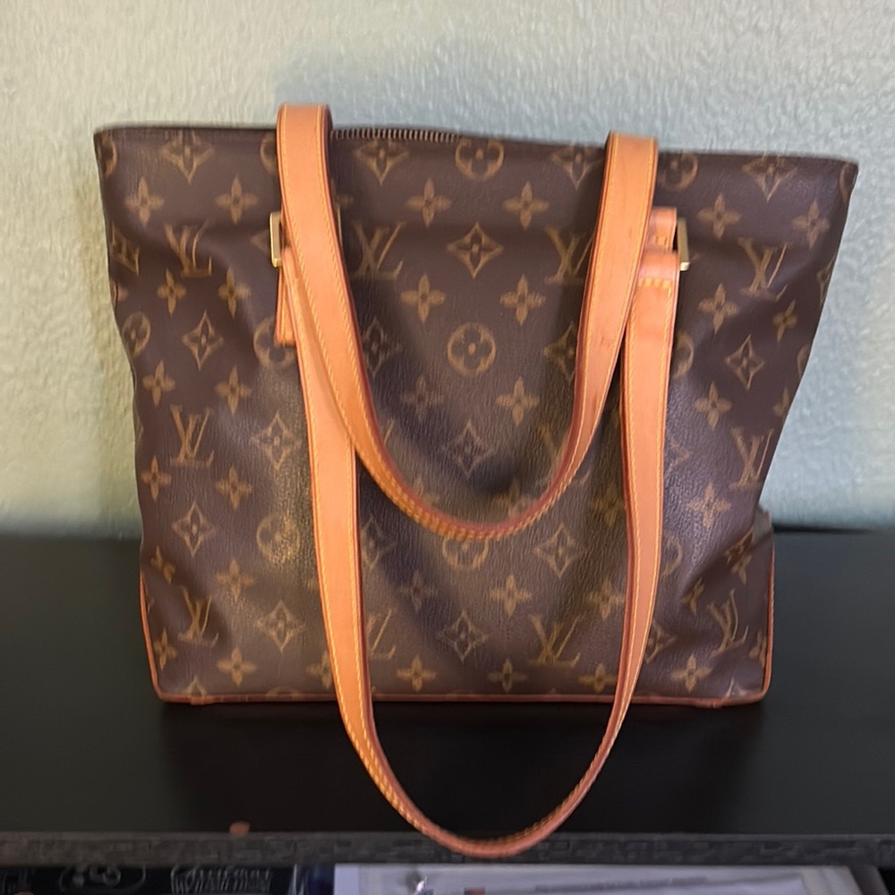 Louis Vuitton Brown and Tan Tote Bag with Monogram Pattern